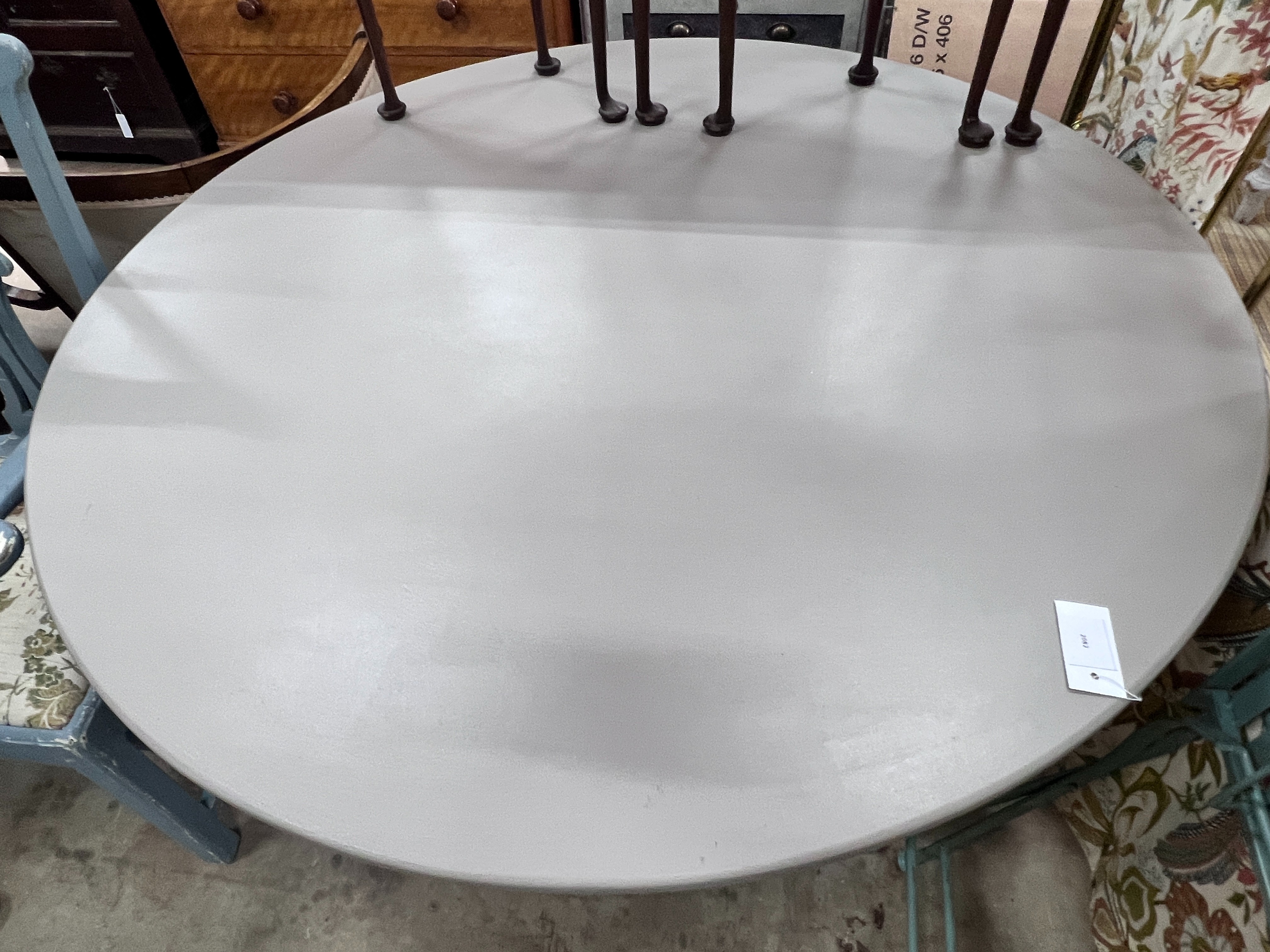 A Regency style circular painted breakfast table, diameter 128cm, height 75cm